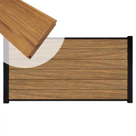 Zelfbouw schutting hardhout Mix & Match Thermo Fraké - zwart alu accessoires (180 x 90 cm)