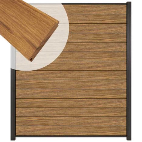 Zelfbouw schutting hardhout Mix & Match Thermo Fraké - antraciet alu accessoires (180 x 200 cm)