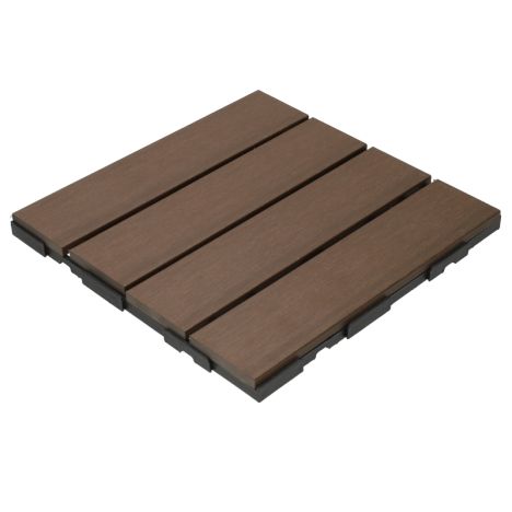 Terrastegel composiet co-extrusie Walnut click 30 x 30 cm