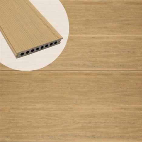 Vlonderplank composiet semi massief co-extrusie naadloos 2,1 x 14 cm Sunset Teak