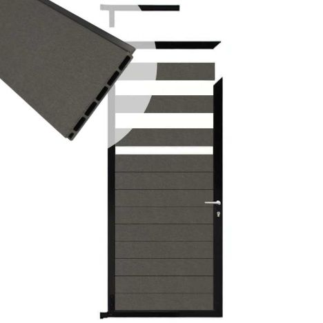 Tuindeur aluminium zwart frame Mix & Match - composiet antraciet (90 x 180 cm)