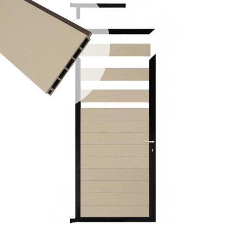 Tuindeur composiet Garda beige met zwart alu kader (90 x 180 cm)