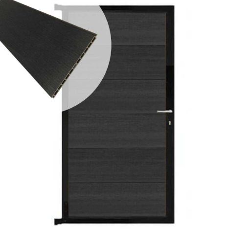 Tuindeur composiet Como antraciet met zwart alu kader (90 x 180 cm)