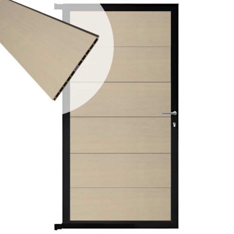 Tuindeur composiet Como beige met zwart alu kader (90 x 180 cm)