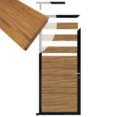 Tuindeur aluminium zwart frame Mix & Match - hardhout Thermo Fraké (90 x 180 cm)