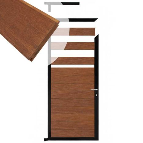 Tuindeur aluminium zwart frame Mix & Match - hardhout Bamboe (90 x 180 cm)