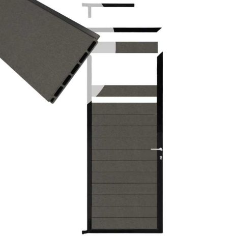 Tuindeur aluminium zwart frame Mix & Match - composiet antraciet (90 x 200 cm)