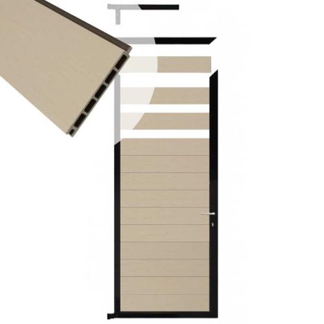 Tuindeur composiet Garda beige met zwart alu kader (90 x 200 cm)