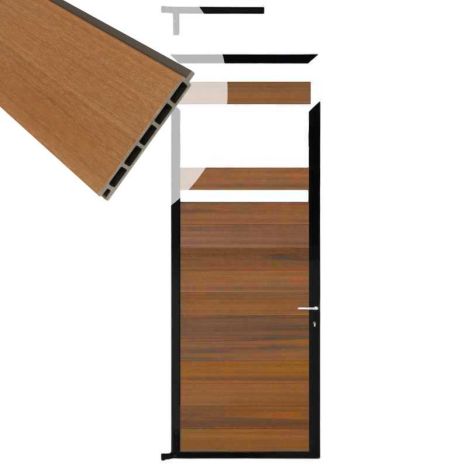 Tuindeur composiet Garda teak met zwart alu kader (90 x 200 cm)