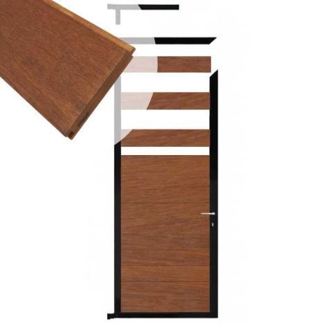 Tuindeur aluminium zwart frame Mix & Match - hardhout Bamboe (90 x 200 cm)