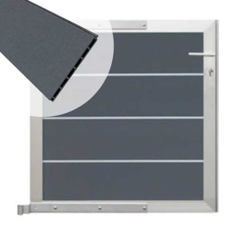 Tuinhek poort composiet Modular rock grey - blank aluminium frame compleet (90 x 90 cm)