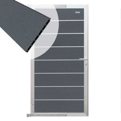 Tuindeur composiet Modular rock grey met blank aluminium frame compleet (90 x 174 cm)