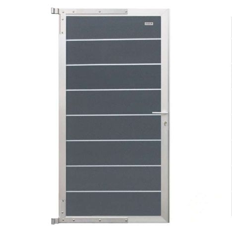 Tuindeur composiet Modular rock grey met blank aluminium frame compleet (90 x 174 cm)