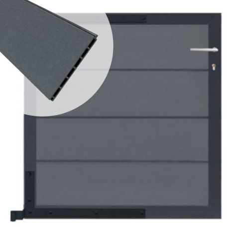 Tuinhek poort composiet Modular rock grey - antraciet aluminium frame compleet (90 x 90 cm)