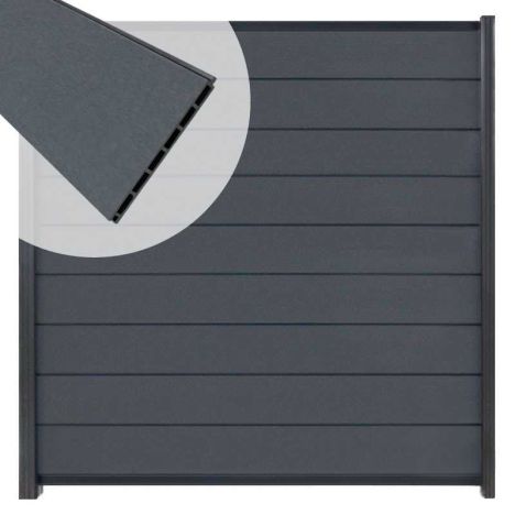 Zelfbouw schutting composiet Modular rock grey - antraciet alu accessoires (180 x 200 cm)