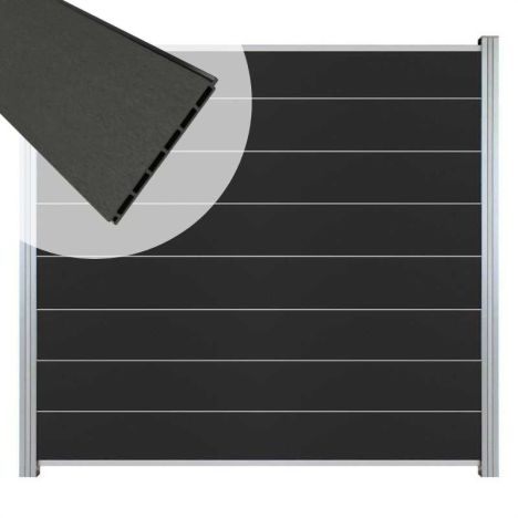 Zelfbouw schutting composiet Modular antraciet met blanke profielen (180 x 180 cm)