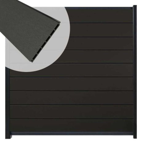 Zelfbouw schutting composiet Modular antraciet - antraciet alu accessoires (180x200 cm)