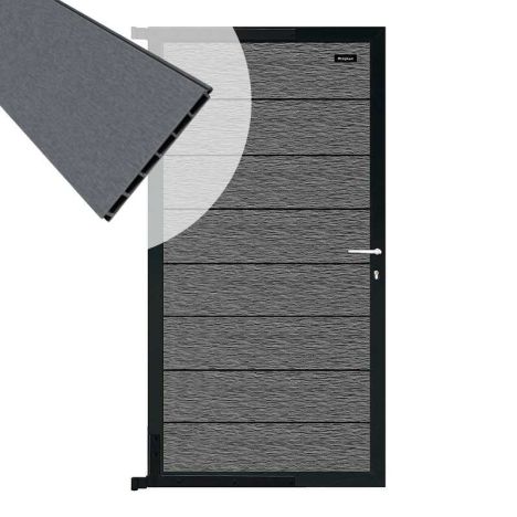 Tuindeur composiet Modular co-ex rock grey met antraciet frame compleet (90 x 180 cm)