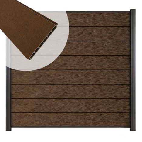 Zelfbouw schutting composiet Modular co-ex natural dark brown met zwarte profielen (180 x 180 cm)