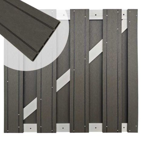 Tuinhek poort composiet Stijl antraciet met alu frame incl. hang- en sluitwerk (100 x 93,5 cm)