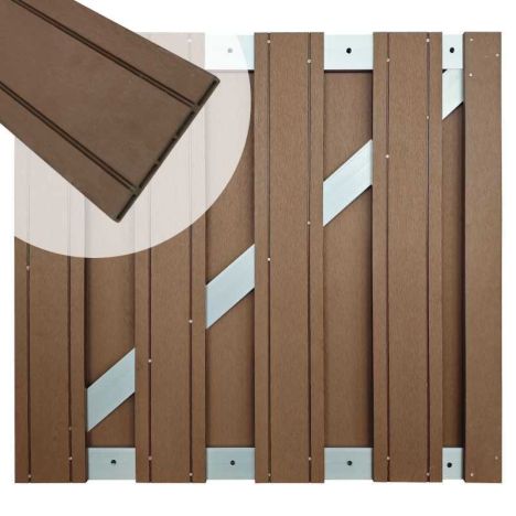 Tuinhek poort composiet Stijl bruin met alu frame incl. hang- en sluitwerk (100 x 93,5 cm)