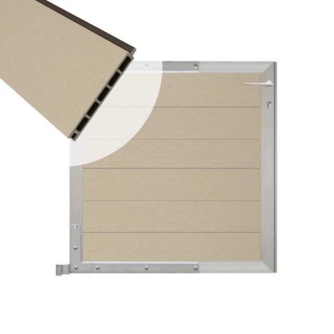Tuinpoort composiet Garda beige met blank alu kader (90 x 90cm)