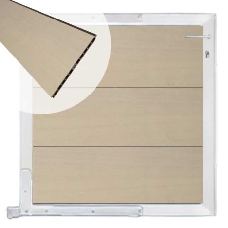 Tuinpoort composiet Como beige met blank alu kader (90 x 90 cm)