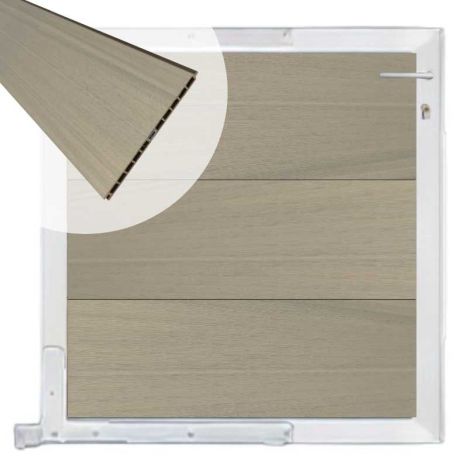 Tuinpoort composiet Como vergrijsd bruin met blank alu kader (90 x 90 cm)