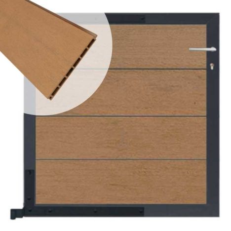 Tuinpoort aluminium antraciet frame Modular - composiet bruin gevlamd (90 x 90 cm)