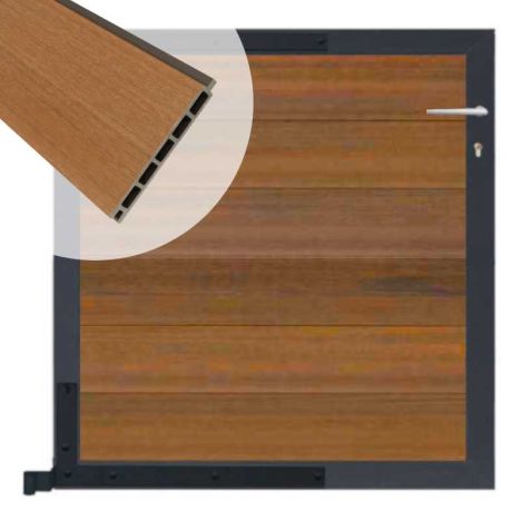 Tuinpoort composiet Garda teak met antraciet alu kader (90 x 90cm)