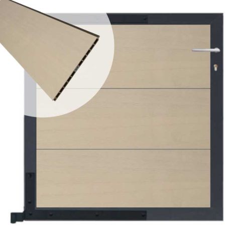 Tuinpoort composiet Como beige met antraciet alu kader (90 x 90 cm)