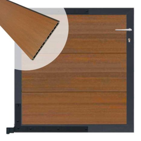 Tuinpoort composiet Como teak met antraciet alu kader (90 x 90 cm)