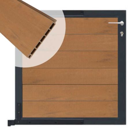 Tuinpoort aluminium antraciet frame Mix & Match - composiet bruin gevlamd (90 x 90 cm)