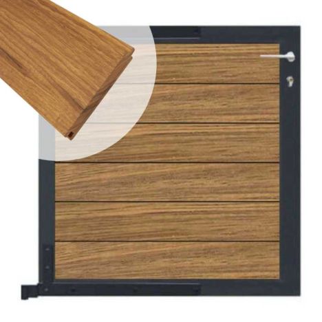 Tuinpoort aluminium antraciet frame Mix & Match - hardhout Thermo Fraké (90 x 90 cm)
