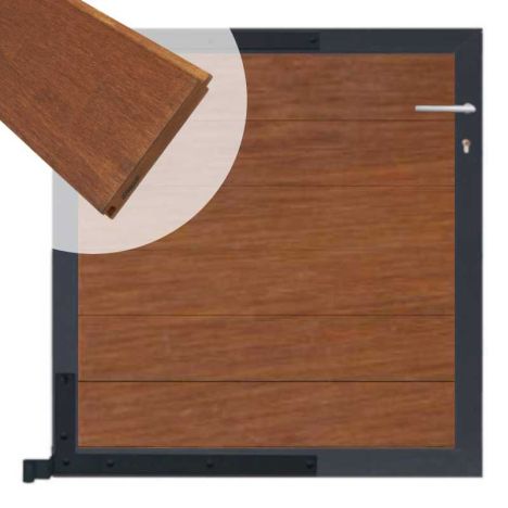 Tuinpoort aluminium antraciet frame Mix & Match - hardhout Bamboe (90 x 90 cm)