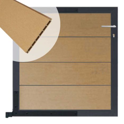Tuinpoort aluminium antraciet frame Modular - composiet teak (90 x 90 cm)