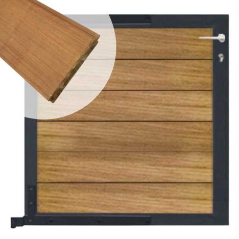 Tuinpoort aluminium antraciet frame Mix & Match - hardhout Ipé (90 x 90 cm)