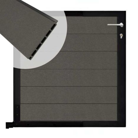 Tuinpoort aluminium zwart frame Mix & Match - composiet antraciet (90 x 90 cm)