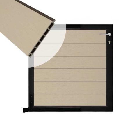Tuinpoort composiet Garda beige met zwart alu kader (90 x 90cm)