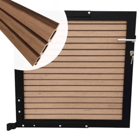 Tuinpoort zwart aluminium - Rhombus Triple bruin gevlamd (90 x 90 cm)