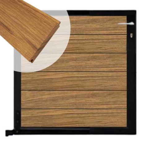 Tuinpoort aluminium zwart frame Mix & Match - hardhout Thermo Fraké (90 x 90 cm)