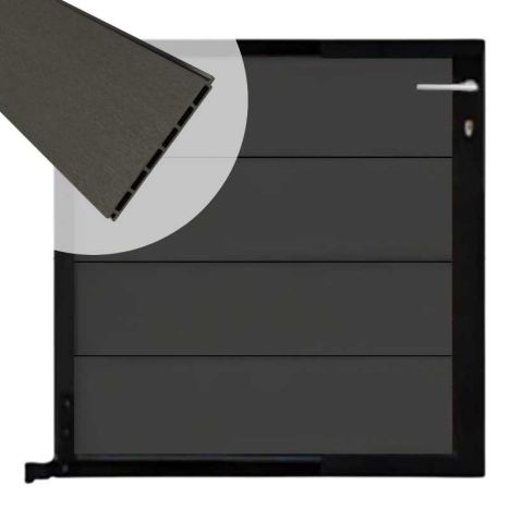 Tuinpoort aluminium zwart frame Modular - composiet antraciet (90 x 90 cm)