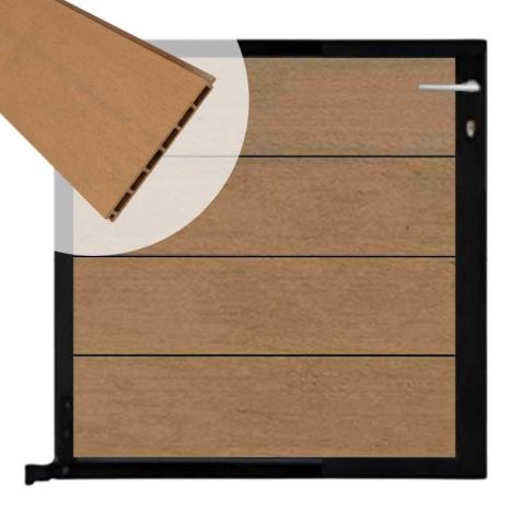 Tuinpoort aluminium zwart frame Modular - composiet bruin gevlamd (90 x 90 cm)