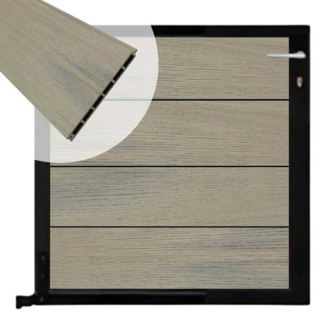 Tuinpoort aluminium zwart frame Modular - composiet co-ex grijs (90 x 90 cm)