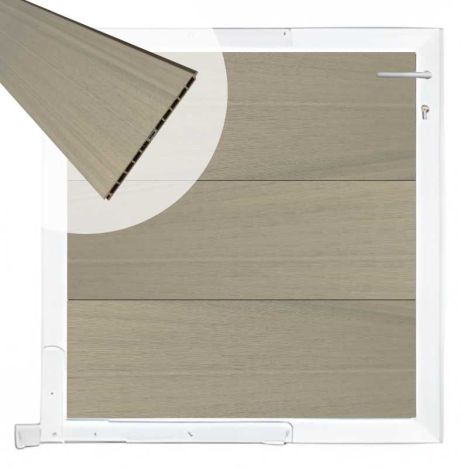 Tuinpoort composiet Como vergrijsd bruin met wit alu kader (90 x 90 cm)