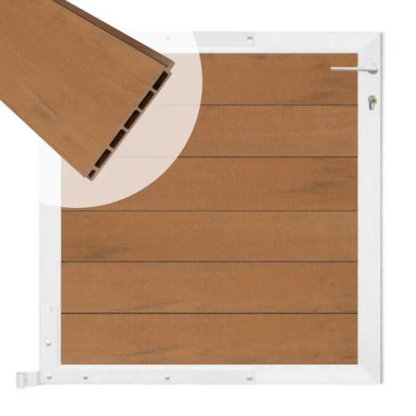Tuinpoort aluminium wit frame Mix & Match - composiet bruin gevlamd (90 x 90 cm)
