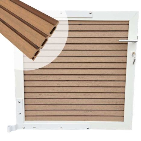 Tuinpoort wit aluminium - Rhombus Triple bruin gevlamd (90 x 90 cm)