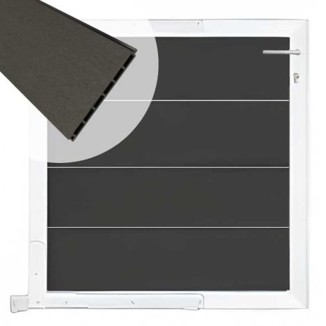 Tuinpoort aluminium wit frame Modular - composiet antraciet (90 x 90 cm)