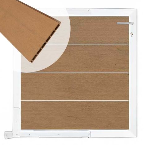 Tuinpoort aluminium wit frame Modular - composiet bruin gevlamd (90 x 90 cm)