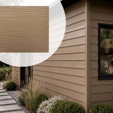 Potdeksel vezelcement met houtstructuur klei 0,75 x 20,0 cm
